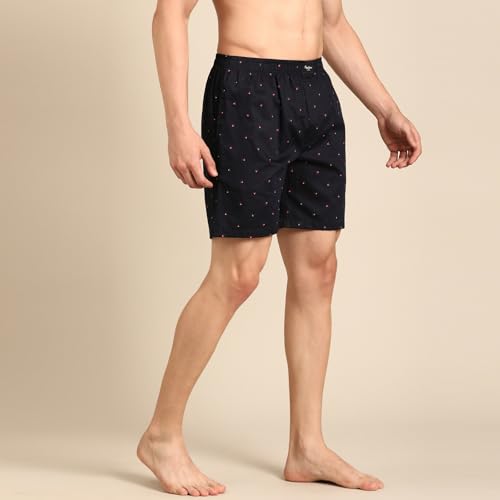 Image of Pepe Jeans Men's Printed 100% Cotton Regular Fit Boxer Shorts | Stylish AOP Print Comfortable Boxer for Daily Innerwear | Soft Breathable Cotton Fabric | Elastic Waistband | Everyday Comfort Wear