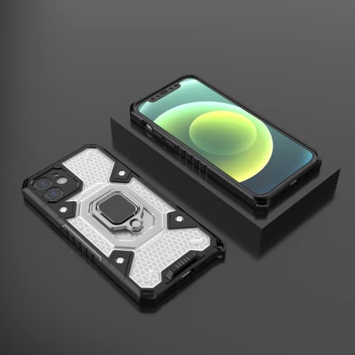 Image of Tough Armor Bumper Back Case Cover for iPhone 12 | Ring Holder & Kickstand in-Built | 360 Degree Protection Back Case Cover for iPhone 12 (Transparent)