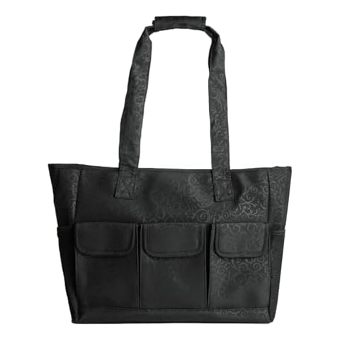 Extra Large Aesthetic Tote Bag with Laptop Compartment - XL Trendy Tote with Water Bottle Pocket, Rfid Blocking Pockets & Key Ring - Travel, Gym, Yoga, Beach, Commuter Tote Bag for Women - Black Cover