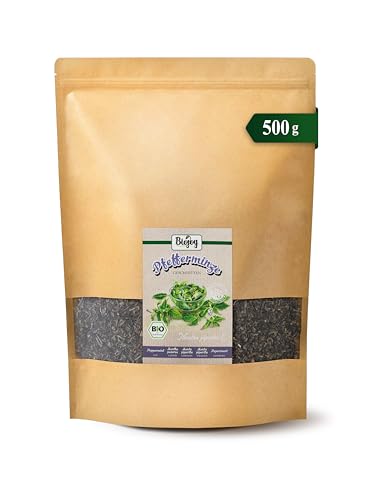 Biojoy Té de Menta Piperita BIO a granel (500 g), seco y cortado, hojas de Menta Piperita (Mentha piperita L.)