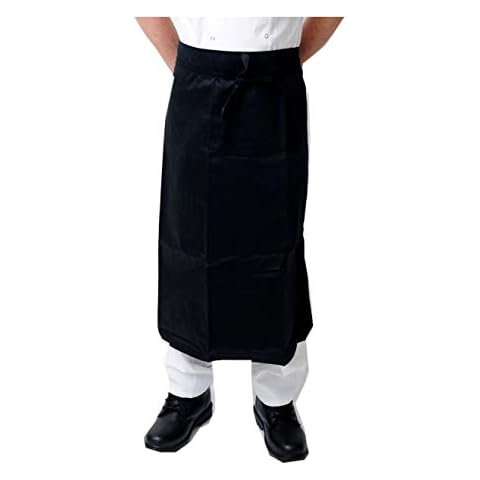Black Pepper Polycotton Long Waist Apron with 2 Pocket, Professional Home Kitchen Apron for Chefs, Waiters, Cooks, Catering, Bar Staff, Black Plain, Pack of 1 Cover