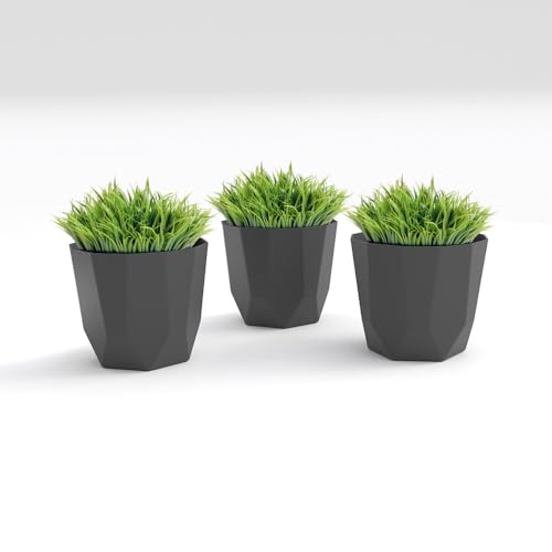 Image of YUCCABE ITALIA SHERA Hexa Plastic Planter Pot for Plants | Decorative Flower Pot | UV Protected Lightweight Indoor Outdoor Gamla for Home Decor, Balcony, Garden & Living Room