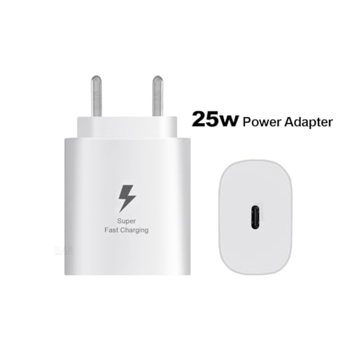 Image of MAK 25W Charger for Samsung Galaxy M14 5G Type C Charger Adapter Compatible with Galaxy M14 5G Charger, 25 Watt USB Type C to C Pd Charging Adapter C Type, White