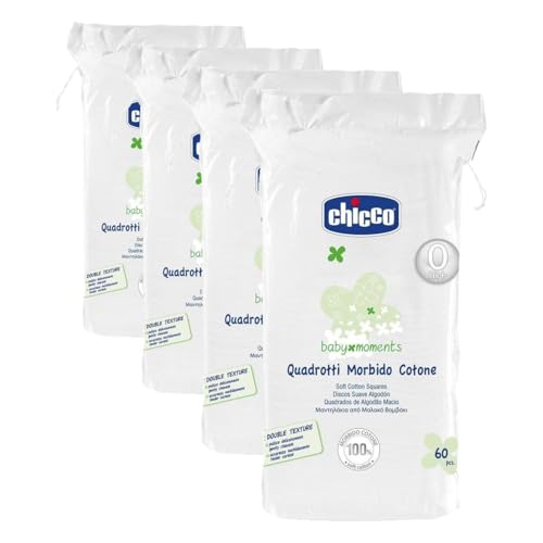 Image of Chicco Baby Soft Cotton Square 60 Pieces (Pack of 4)