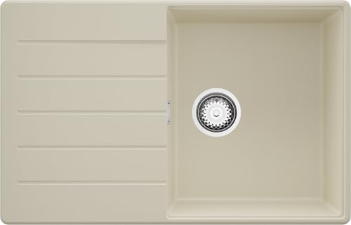 PRIMAGRAN Evier Cuisine en Granit Beige 78x50cm, Lavabo 1 bac + Kit de Vidage, Évier à Encastrer al mueble 50cm - Copenhague