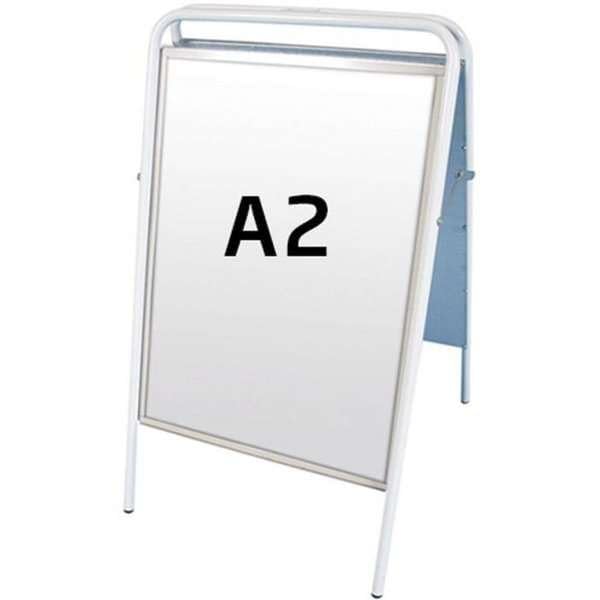 DisplayLager Expo Sign Kundenstopper – A2 – weiß, Stahl, Kundenstopper, APET, Magnetverschluss, Alu-Zink, wetterbeständigem PET Stayflat Film