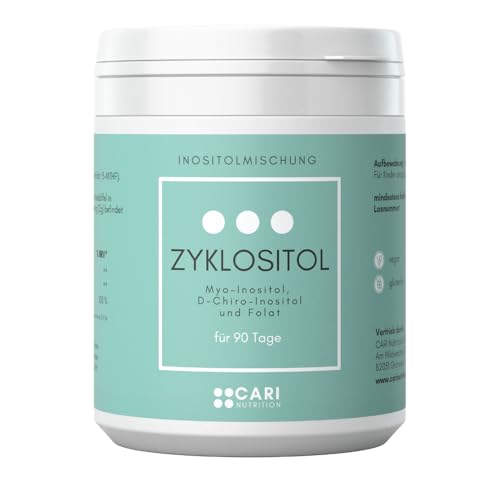 ZYKLOSITOL Pulver | 90 Tage Inositolmischung optimalen Verhältnis | Myo-Inositol und D-Chiro-Inositol mit Folsäure | PCOS Kinderwunsch Insulinresistenz Zyklus Hirsutismus | vegan & made in Germany