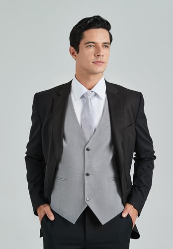 Image of HISDERN Mens Suit Vest Business Casual Dress Waistcoat Vest Solid Color Formal Wedding Vests for Suits or Tuxedo