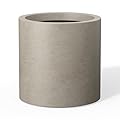 Kante 12.6" Concrete Cylinder Planter, Large Weather Resistant Concrete Planter with Drainage Hole & Rubber Plug, Handcrafted for Indoor Outdoor Plants & Patio Decor, Weathered Concrete Finish