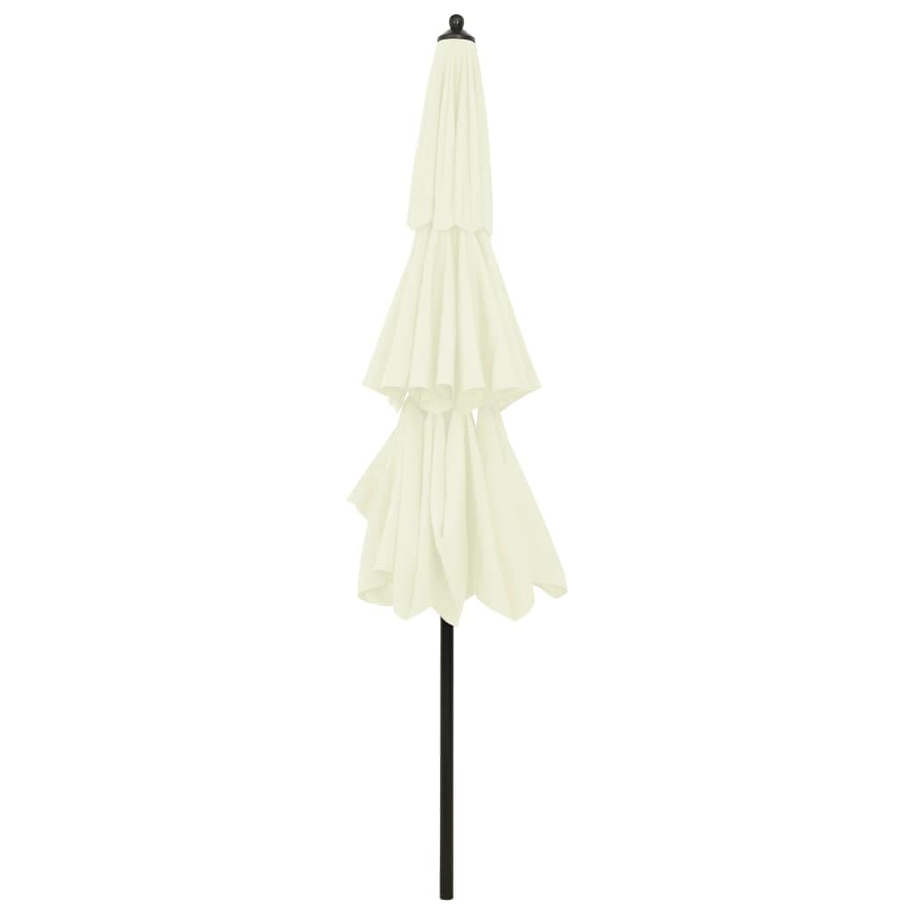 Parasol przeciwsłoneczny z aluminiowym masztem, warstwowa tkanina poliestrowa, kolor piaskowy o średnicy, ochrona przed promieniowaniem UV, na taras, do ogrodu, na zewnątrz, funkcja