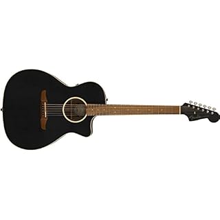 Fender Newporter Special California Series Guitare acoustique avec housse de transport Noir mat - Les Beatles, Paul McCartney, John Lennon, RIngo Starr, George Harrison