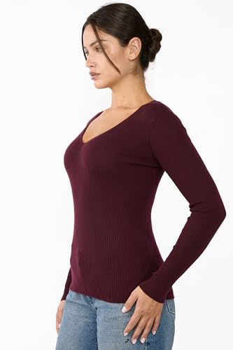JENNIE LIU Womens 100% Cashmere V-Neck Sweater | Ribbed Tissue Weight Cashmere Sweaters for Women2