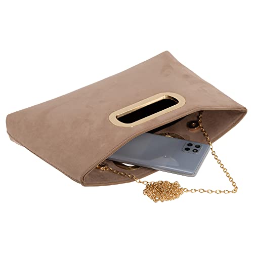 Image of Top Handle Faux Suede Clutch
