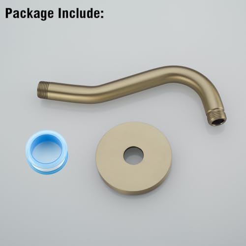 RANDOM 8 Inch Curved Shower Arm with Flange Brushed Gold S-Shape Shower Head Extension Arm Stainless Steel,Wall Mounted.RD-91068-8BG by RANDOM - Used condition - Image 9