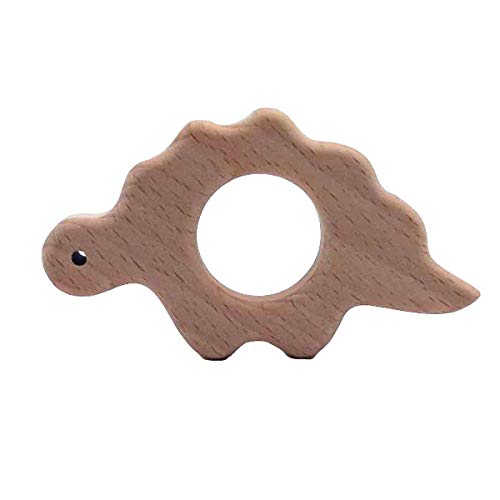 5pcs Lovely Cartoon Wood Pendant Pure Natural Animal Shape Beech Wooden Handmade Cut Pattern DIY Beading Necklace Pendant (Dinosaur)