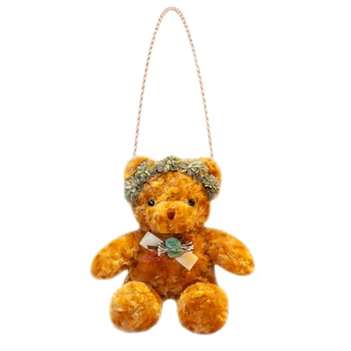 Bolso bandolera de felpa con diseño de oso para viajes y paseos de niñas