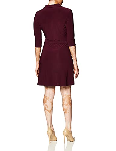 Star Vixen Women's 3/4 Sleeve Faux Wrap Dress with Collar3