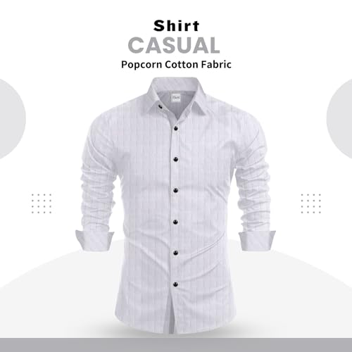 Image of Tailored Fit Men's Embossed Cotton Fabric with Long Sleeves Premium Casual Shirt for Men