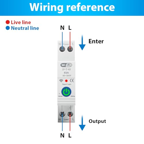 Miniatura 4 de Jadeshay Tuya Wifi Disyuntor Inteligente,1p 63a 230vac Interruptor Wifi Con 3 Modos De Temporización Compatible Con Control Remoto Via Tuya Y Smart Life App,Control De Voz Via Alexa Google Assistant