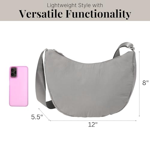 Image of Baggallini Swift Crescent Crossbody Bag for Women - Lightweight 12 inchx8 inch Travel Purse Handbag
