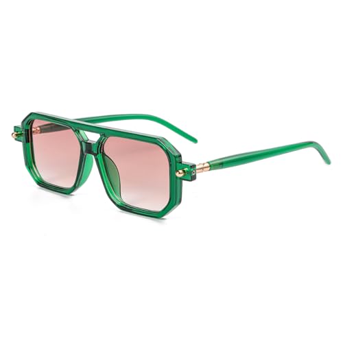 Image of Vintage Square 70s Aviator Sunglasses for Women Men Retro Classic Flat Aviator Frame Sun Glasses UV Protection