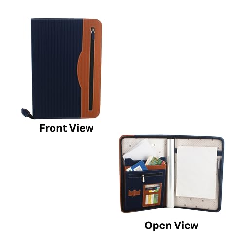 Image of Professional PU Leather Multipurpose B4 Size Front Zip Lock Design Document Holder 20 Leafs Zipper File Folder Organizer for Certificates, Marksheets, Degrees, Interview Portfolio (Brown)