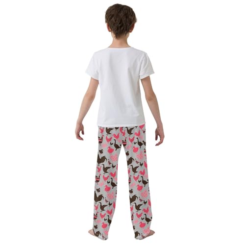 Rooster Duck Boys Long Pants Soft Trousers Elastic Waist Kids Lounge Bottoms with Pockets S-XL3