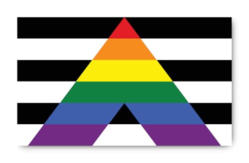 Autocollant : 300 x 180 mm, 1 pièce - Drapeau - Straight Ally Pride - LGBTQ - pour voiture, ordinateur portable et plus encore