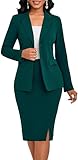 Business 2 Piece Office Outfits for Women Casual V Neck Blazer and Skirt Sets Work Formal Office Clothing Sets...