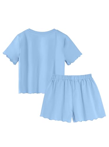 Image of Girl's 2 Piece Outfits Cute Summer T-Shirt and Graphic Shorts Clothing Sets