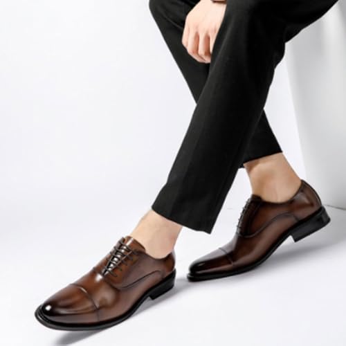 Men Dress Formal Pointed Toe Shoes Lace-up Vegan Leather Breathable Anti-Slip Office Vintage2