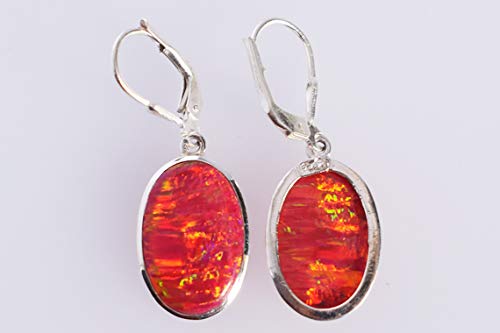 Boucles d'oreilles opale de feu argent anti allergie et légères - 4