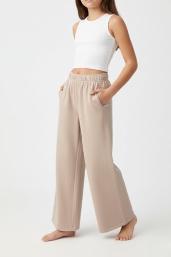 Image of Alan Jones Clothing Girls Wide Leg Palazzo Trousers | Cotton Blend Interlock Fabric | Side Pockets | Adjustable Inner Drawstring | Casual & Everyday Wear Pants