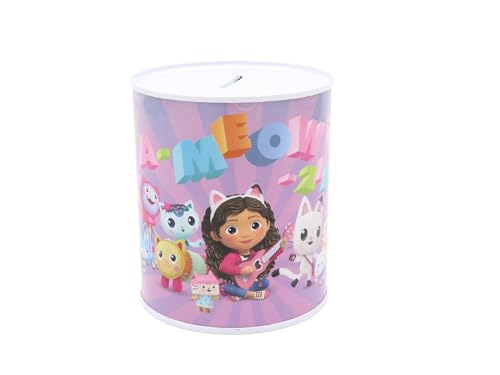 CYPBRANDS Gabby- Hucha de Metal, Infantil, para Monedas, Dimensiones 10 x 10 x 12 cm, Multicolor, Producto Oficial