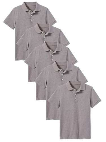 Image of Galaxy by Harvic Polo Shirt for Boys - 5 Pack School Uniform for Boys, Tagless Cotton Blend - Soft Comfortable Everyday Wear