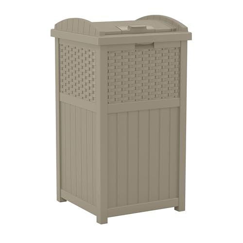 Suncast Hideaway Outdoor Trash Can with Lid - 30 Gallon