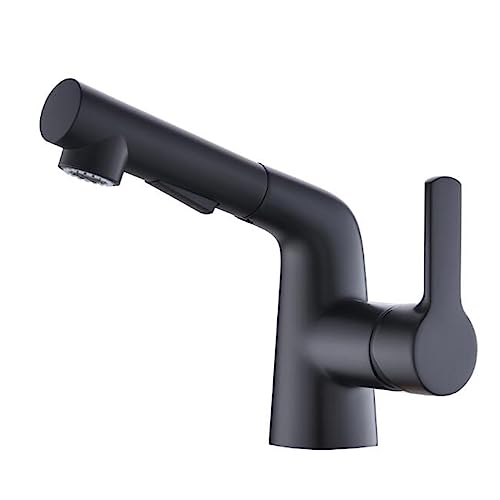 Robinet noir en laiton haut de gamme avec mitigeur de lavabo extractible intégré