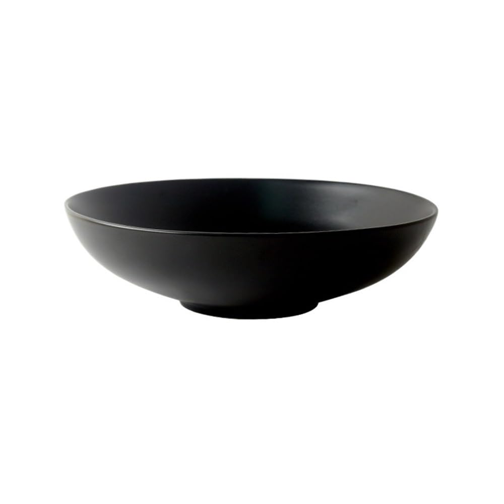 WOTZOV Salad Bowl Salad Bowl Household Vegetable Bowl Simple Black Large Bowl Pasta Bowl Deep Plate Ceramic Tableware Soup Bowl Kitchen Supplies