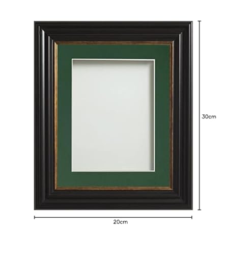 Frame Company Emson Black Picture Photo Frame with Bottle Green Mount - 9x7 for pic size 8x6 *Choice of Sizes* Fitted with Real Glass - Image 2