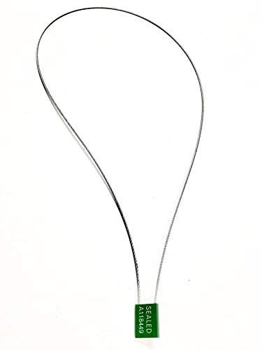 AVG Packaging Supplies Green Galvanized Steel Lock Seals - Self-Lock Pull Tight Adjustable Metal Cable for Truck Doors, Trailers, Cargo, Containers - 40” Long, 1/12” Thick, 2mm (10ct)