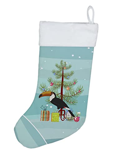 Caroline's Treasures CK4494CS Toucan Merry Christmas Christmas Stocking Fireplace Hanging Stockings Christmas Season Party Decor Family Holiday Decorations