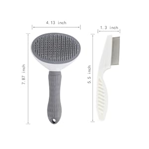 Cat-Brush-with-Release-Button-universal-for-cats-and-dogs-one-click-release-brush-and-flea-comb-combination-setPet-Hair-Comb-Tear-Stay-Removal-knotted-skin-floating-hair-tangled-fleas-Grey - Cucciolini Doodles   Cat-Brush-with-Release-Button-universal-for-cats-and-dogs-one-click-release-brush-and-flea-comb-combination-setPet-Hair-Comb-Tear-Stay-Removal-knotted-skin-floating-hair-tangled-fleas-Grey