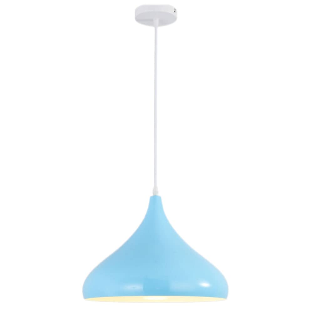 Lustre suspension vintage industriel bleu plafonnier design abat-jour fer E26 luminaire cuisine