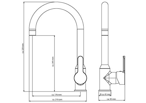 EISL Spültischarmatur DIZIANI, Wasserhahn Küche, 360° schwenkbar, ideal auch für Doppelspülbecken, Chrom/Weiß