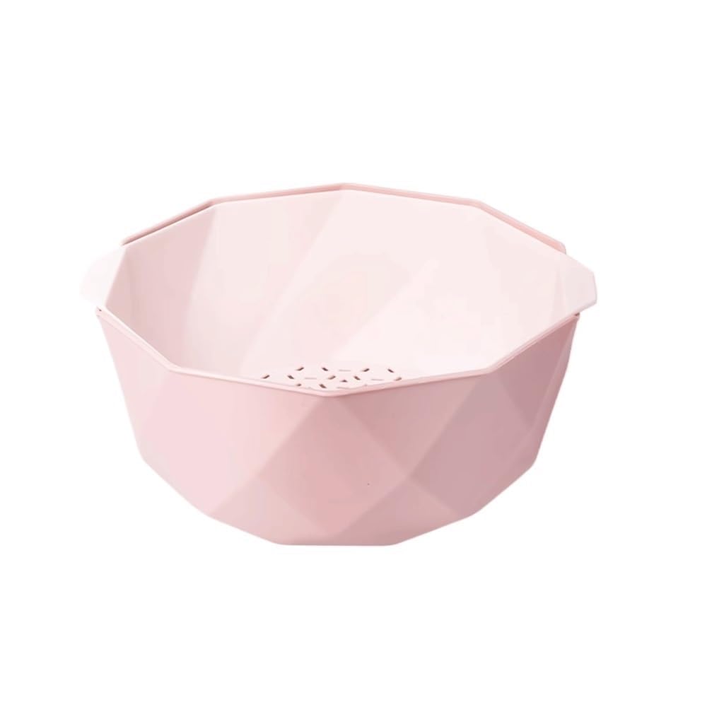 HPTHLY Fruit Plate Fruit Plate With Strainer Double Decorative Plate Household Dishwasher Snack Plate Candy Plate Fruit Plate Fruit Bowl (Pink L)