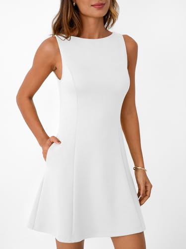 Image of LILLUSORY Women's A-Line Boat Neck Flowy Mini Dress Summer 2026 Going Out Party Club Vacation Sleeveless Tank Dresses