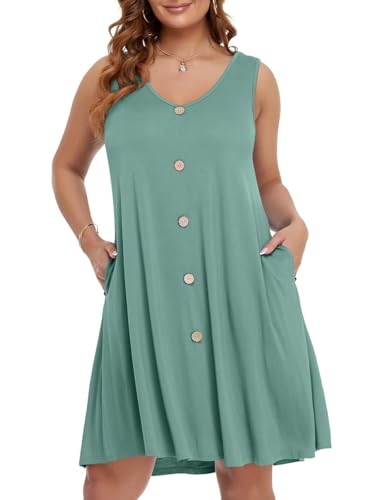Image of BELAROI Summer Dresses for Women Beach Tshirt Sundress V Neck Casual Swing Tank Dress Swimsuit Cover Ups Pockets