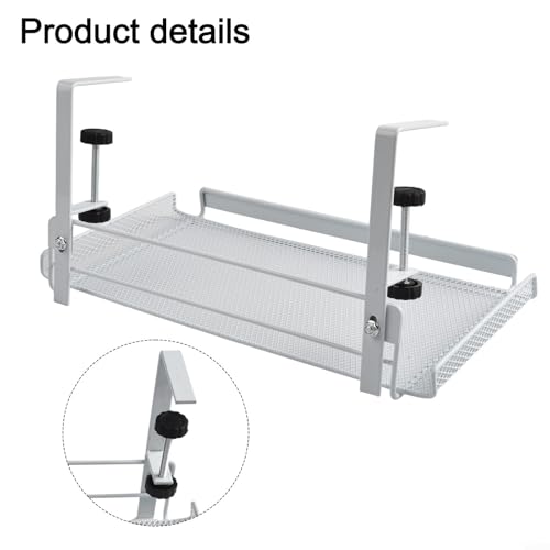 Bandeja adaptadora para cables bajo escritorio Carbon 5cm 36. Organizador de alambre de acero para oficina y hogar sin taladro, colgante para gestión de cables negro (blanco L) miniatura 2