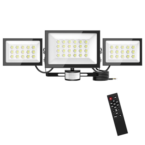 Hondony 200W Strahler mit Bewegungsmelder mit Fernbedienung, 20000LM Hohe Helligkeit leuchte,3 Modi 180°Weitwinkel leuchten mit 0.5m Kabel für Garage, Garten, Hof, Stufen, Haustüren