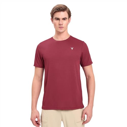 Image of TECHNOSPORT Men's Slim Fit Polyester Activewear Sports T-Shirt with Moisture-Wicking Comfort for Workout, Running & Gym